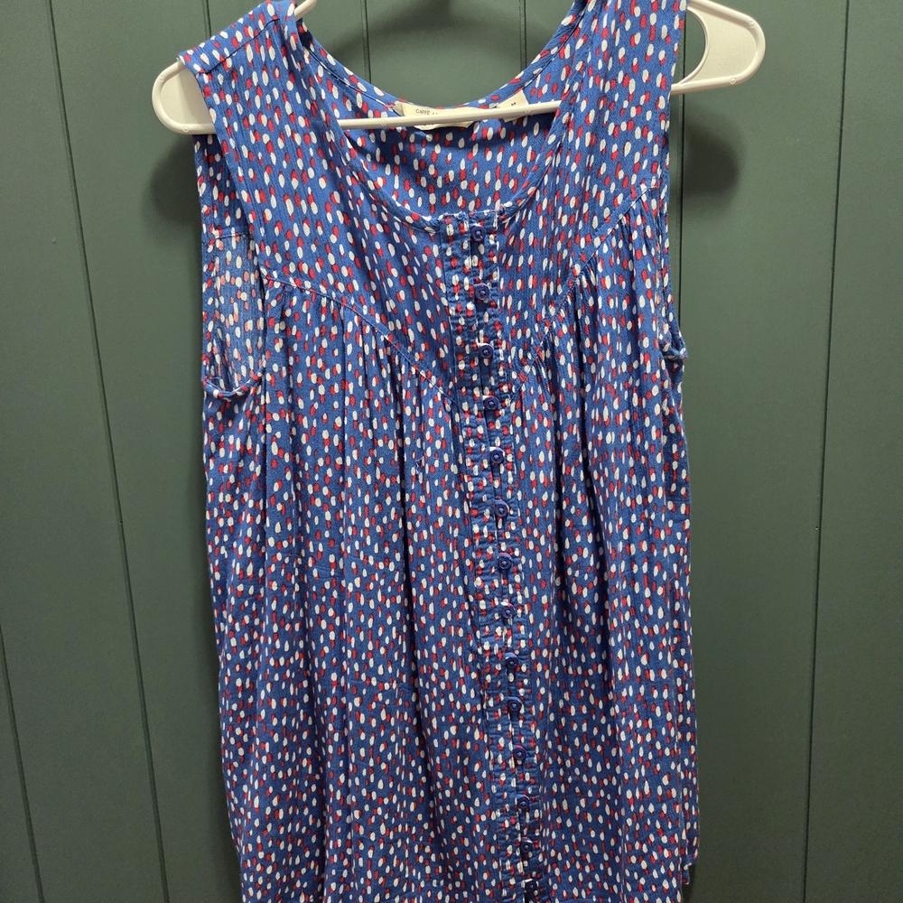 Stylish Blue and Red Sleeveless Top